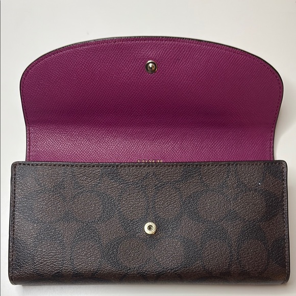Coach Magenta and Dark Brown Women's Wallet - Picture 3 of 4